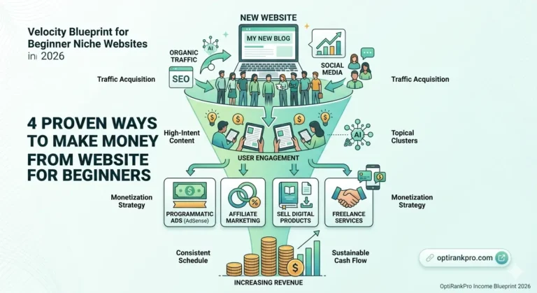 How to make money from website for beginners blueprint infographic.